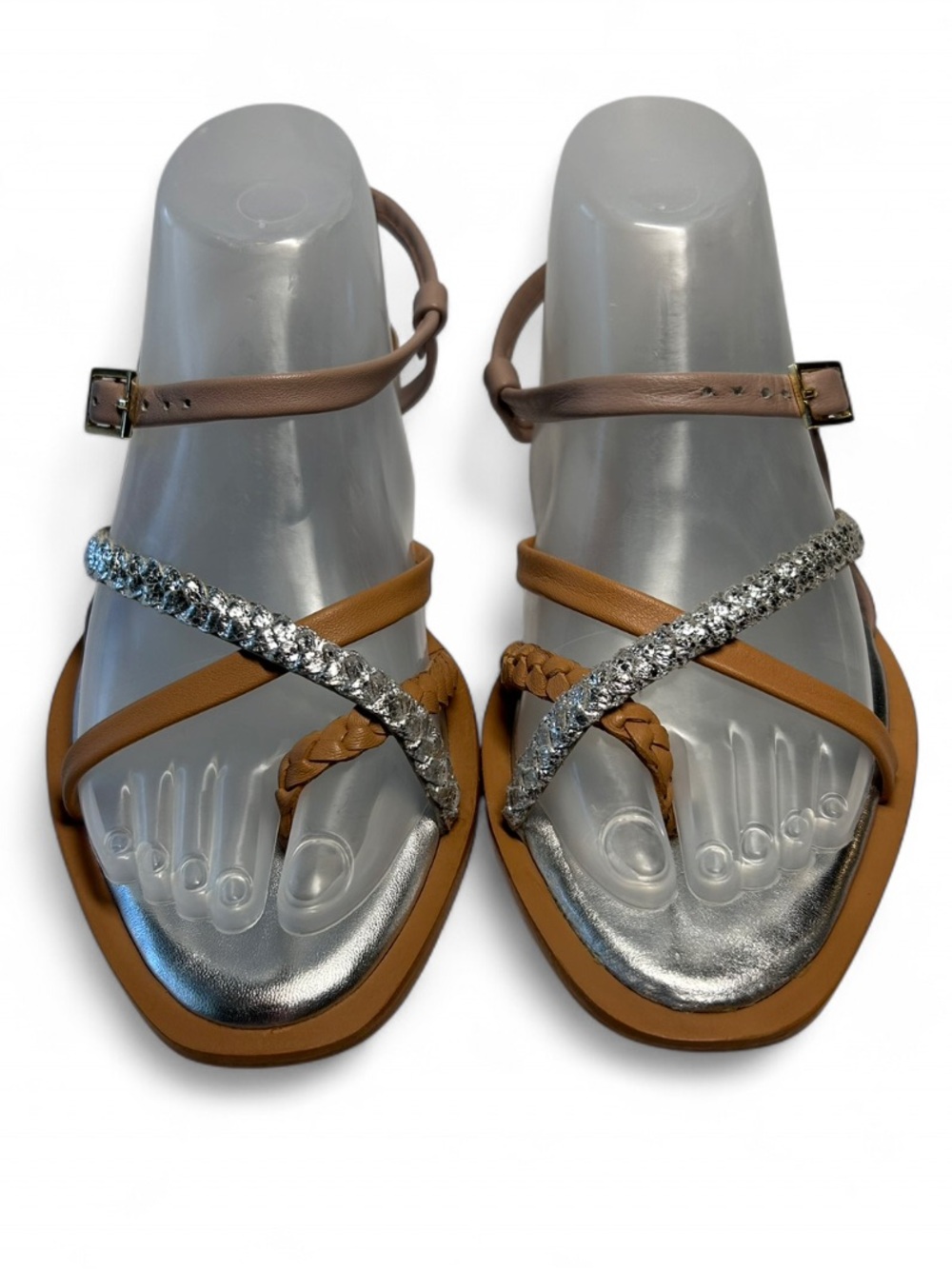 Free People Sunny Days Sandals “Silver Multi”colorway, leather straps, size 9.5